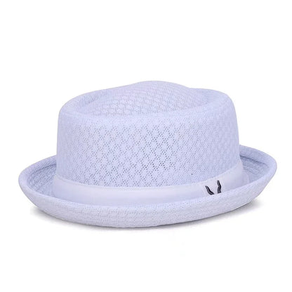 New Breathable Hat England Mesh Flat Straw Hat Retro England Jazz Foldable Sun Hats