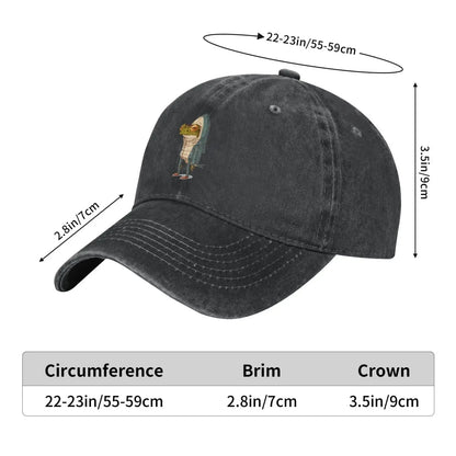 Frog Shark Adjustable Washed Denim Cotton Low Profile Men Dad Trucker Hat