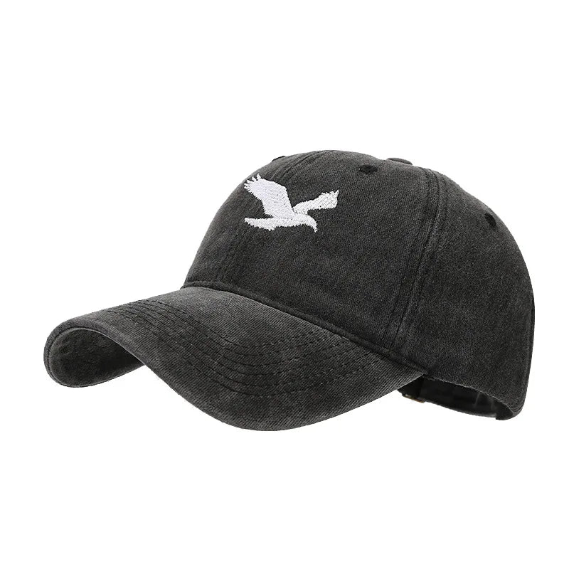 Unisex Eagle Embroidery Print Wash Baseball Cap