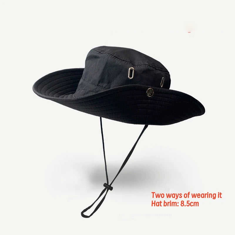 Summer Men Bucket Hat Outdoor UV Protection Wide Brim Hunting Hiking Hat
