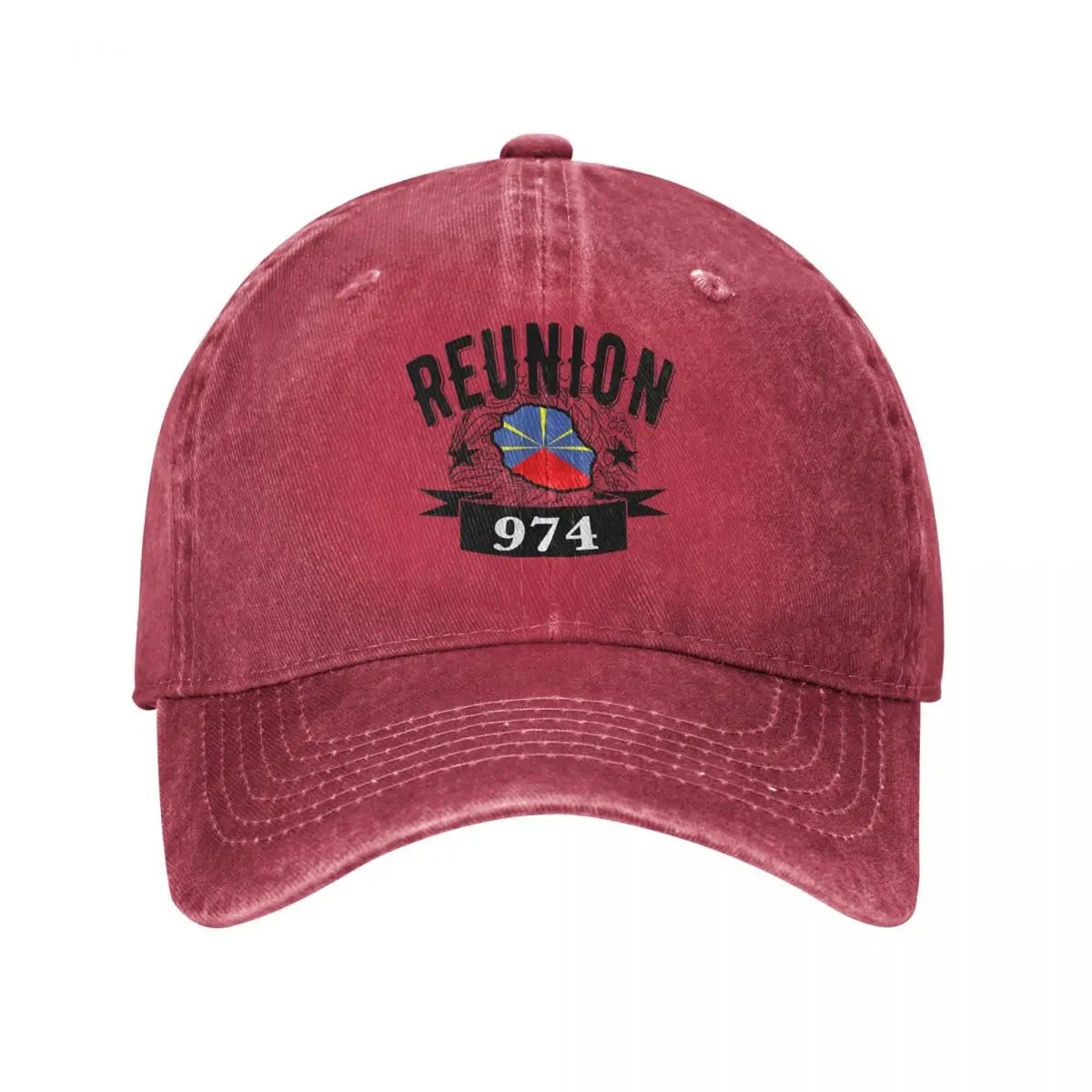Casual Reunion Island 974 Flag Map Baseball Caps Distressed Denim