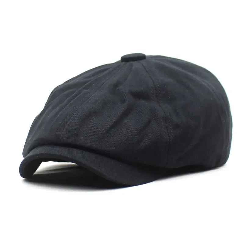 Solid Cotton Newsboy Caps Men Flat Peaked Cap Women Painter Beret Hats