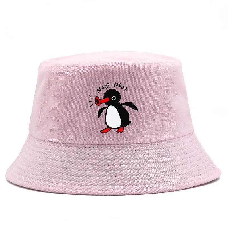 Summer Penguin Bucket Hat Reversible Bob Men Women Cotton