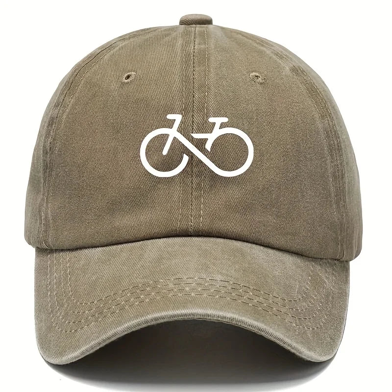 Vintage Bicycle Printed Baseball Cap with White Geometric Design for Running