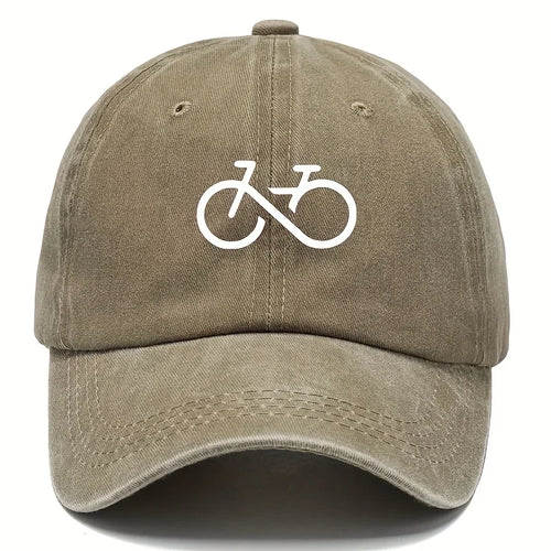Vintage Bicycle Printed Baseball Cap with White Geometric Design for Running