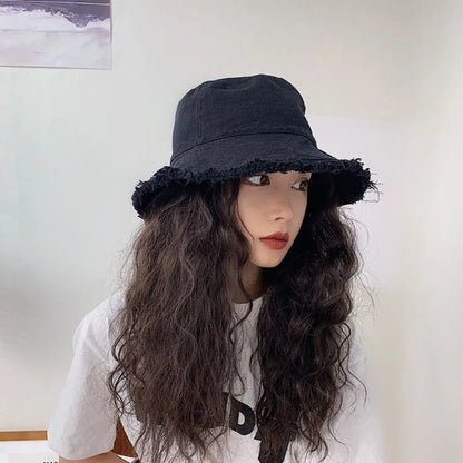 Simple Raw Edge Fisherman Hat Foldable Lightweight Thin Bucket Hat