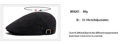 New Herringbone Vintage Beret Men Autumn Winter Casual Flat Visor Hat