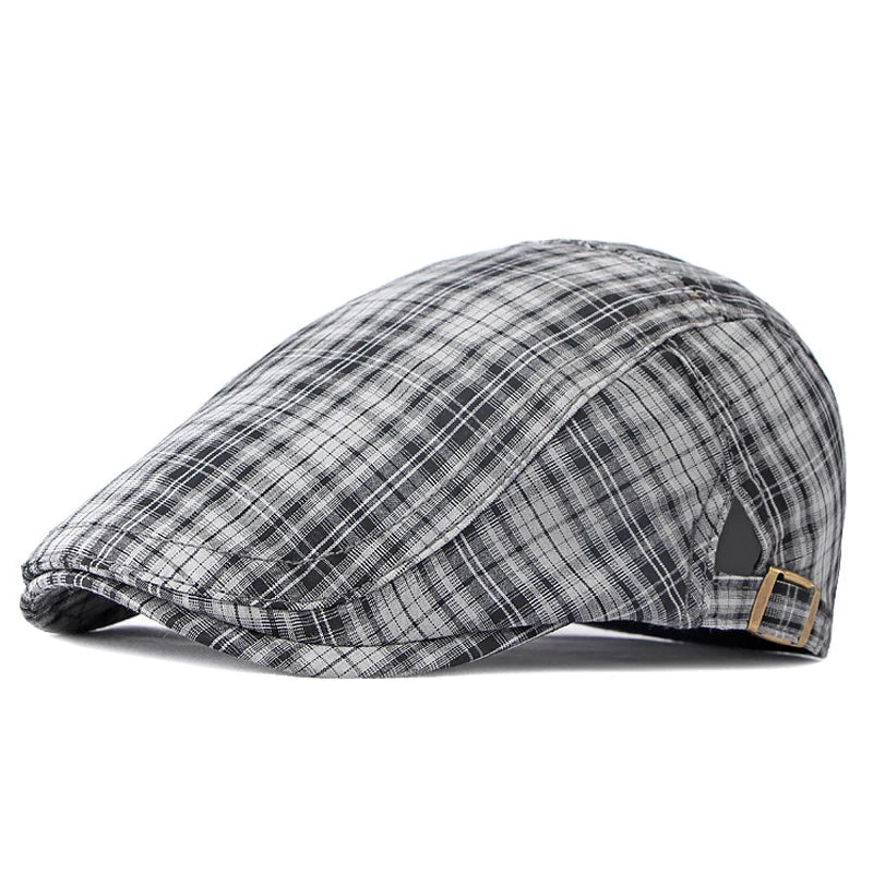 Casual Plaid Hats Men Berets Summer Herringbone Newsboy Cap