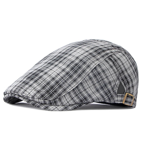 Casual Plaid Hats Men Berets Summer Herringbone Newsboy Cap