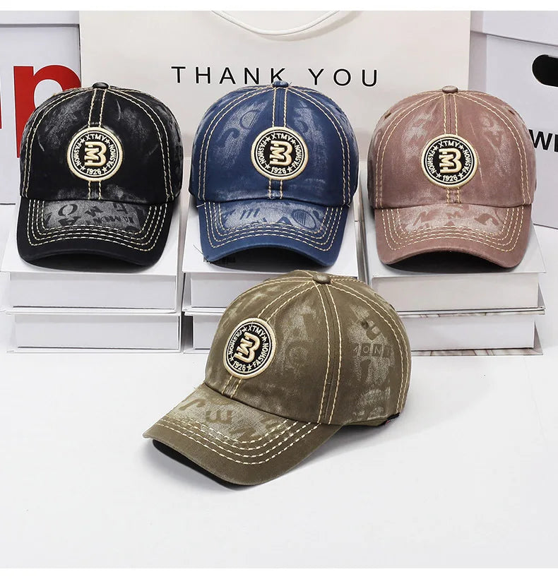 Retro Hat Baseball Cap Embroidery Letter Baseball Cap Fashion Couple Shade Sunscreen Versatile