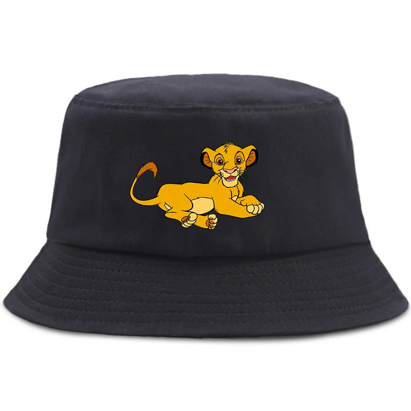 Anime The Lion King Printed Fisherman Hat Cute Cartoon Bucket Hats Autumn Summer