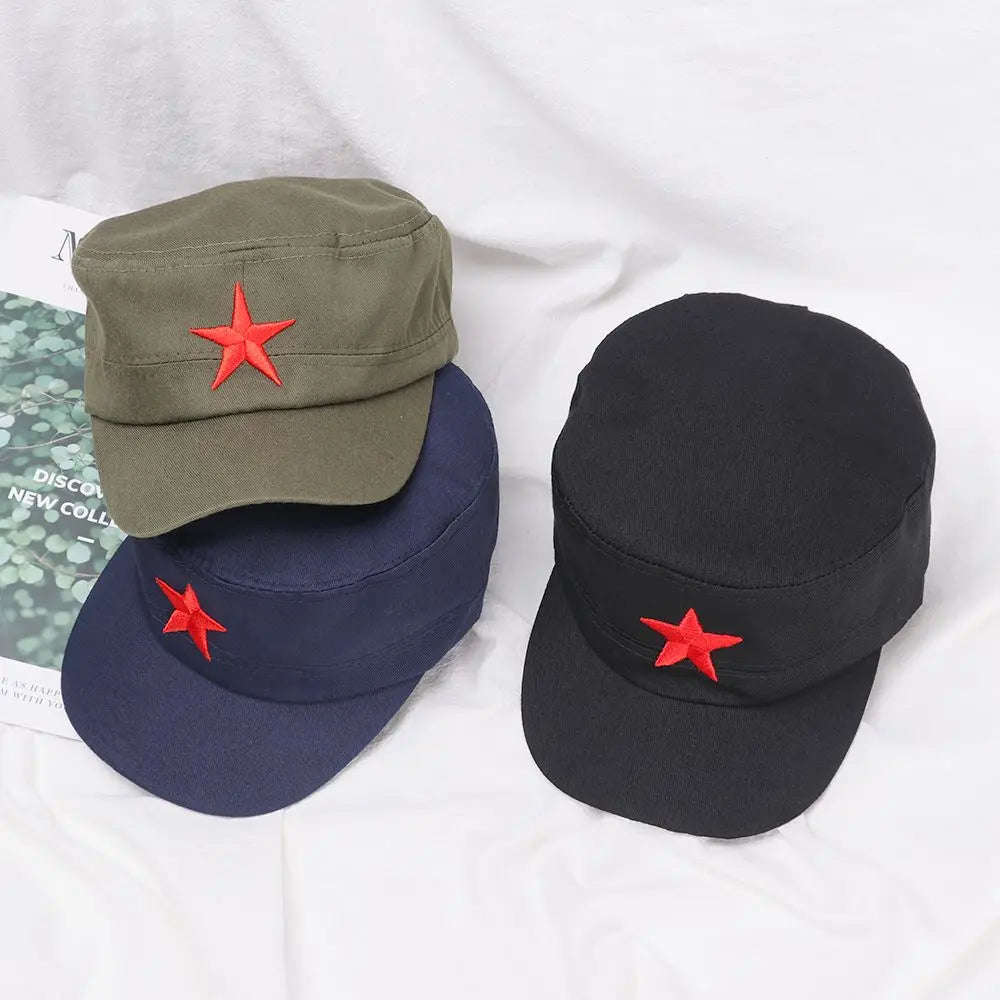 Classic Men Military Caps Men's Women's Fitted Baseball Caps Red Star