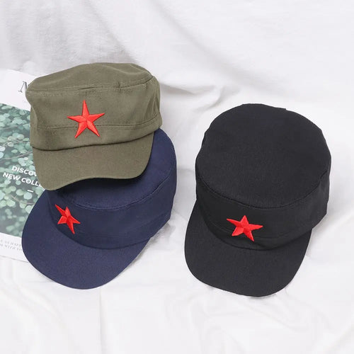 Classic Men Military Caps Men's Women's Fitted Baseball Caps Red Star