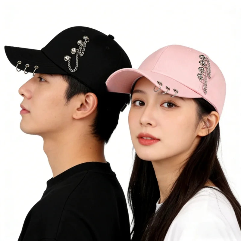 Y2K Punk Metal Chain Ring Baseball Cap Women
