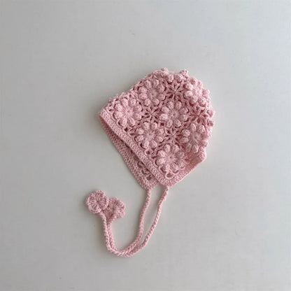 Knitted Baby Hat Kids Girls Handmade Crochet Ear Flap Beanie