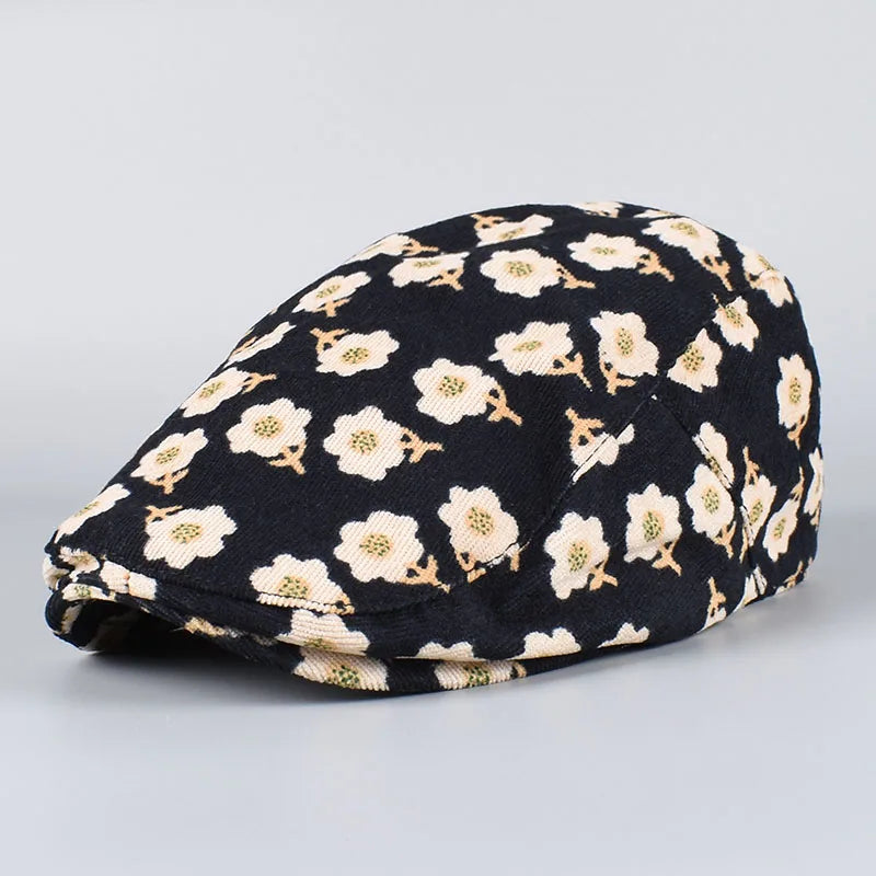 Beret Women Spring 2026 Summer Vintage Floral Print French Cap Peaky Blinders Hats