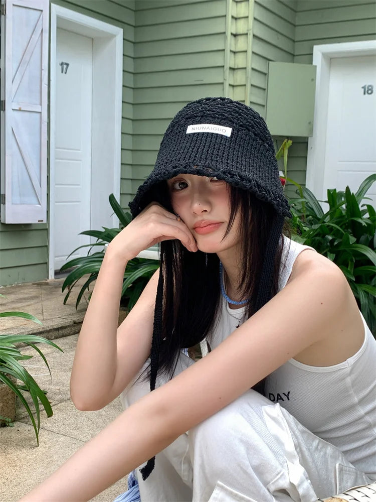 2026 New Korean Sle Woven Hollow Fierman Hat