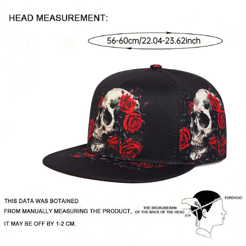 Flat brimmed Hat Printed Skeleton Street Skateboarding Hip Hop Hat