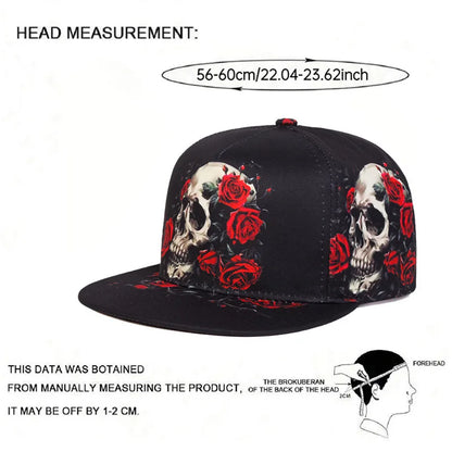 Flat brimmed Hat Printed Skeleton Street Skateboarding Hip Hop Hat