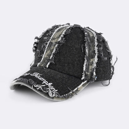 American-Style Denim Frayed Baseball Cap For Women