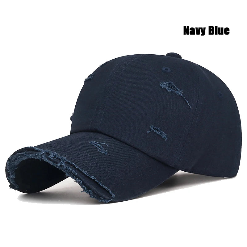 Fashion Unisex Distressed Design Style Solid Color Cotton Baseball Cap