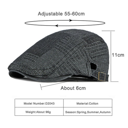Men's Berets Hat Washed Denim Visors Herringbone Newsboy Cap