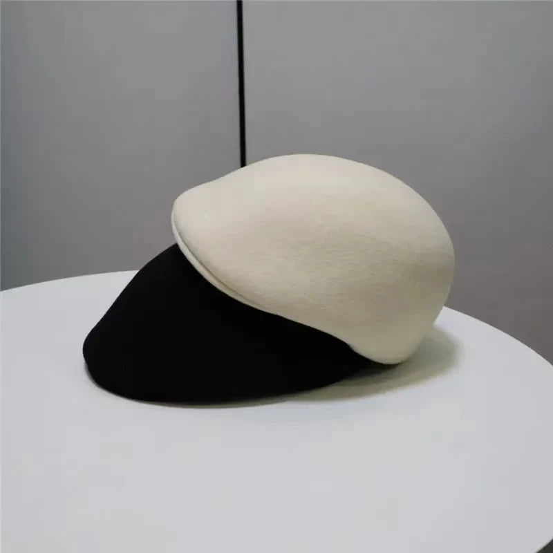 Winter High Quality Thick Wool Felt Classic Forward Cap