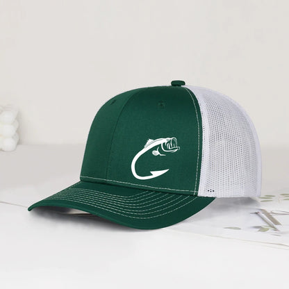 Bass Fish Hook Print Baseball Caps