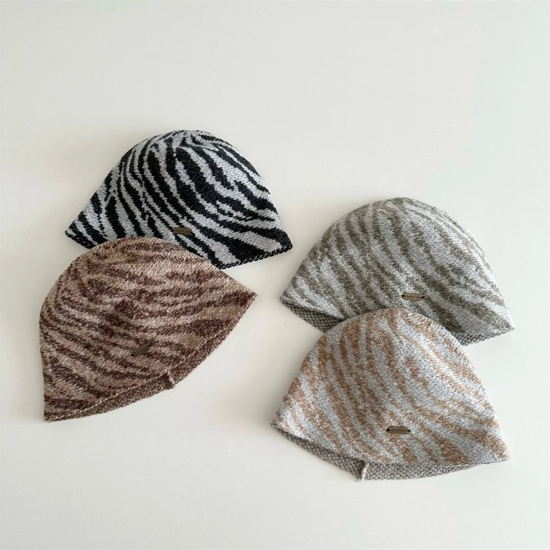 2026 Autumn Kids Fisherman Hat Stripe Knitted Hat
