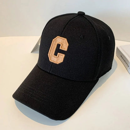 Sun Protection Adjustable Baseball Caps C Letter Embroidered Breathable Soft Top Caps
