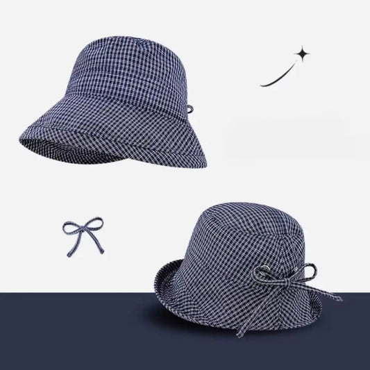Korean Summer Plaid Bucket Cap