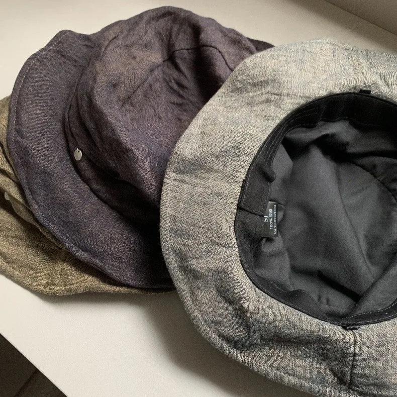 Korea Style Linen Premium Pleated Bucket Hat