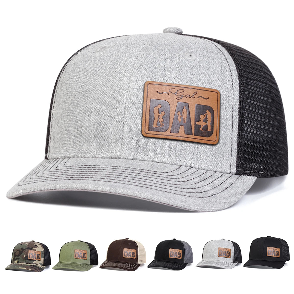 Unisex Dad Letter Brown Leather Label Baseball Net Caps Spring Summer
