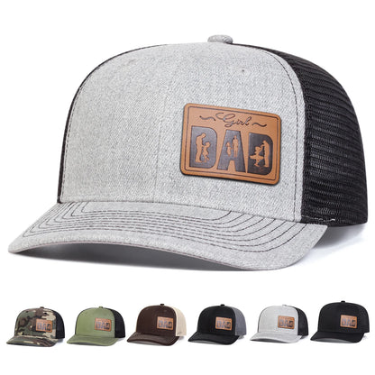 Unisex Dad Letter Brown Leather Label Baseball Net Caps Spring Summer