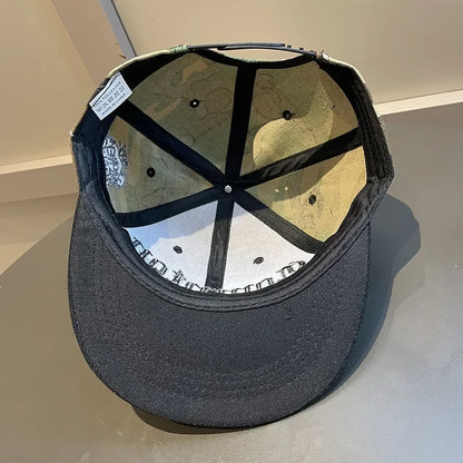 Wide Brim American Camouflage Hip Hop Hat Street Dance Board Hat Big Head Circumference Flat Edge Baseball Hat Women