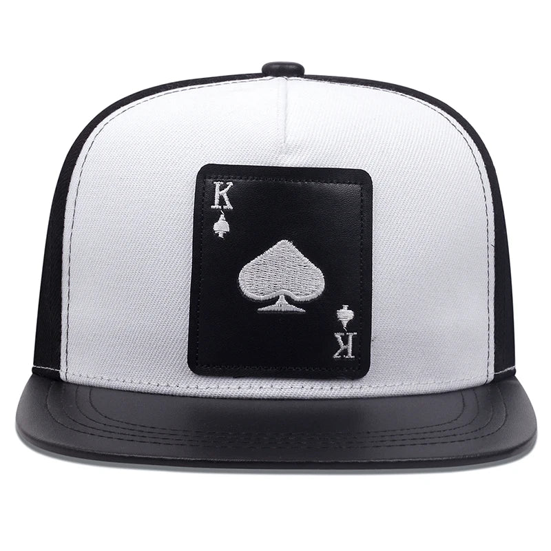 King Leather Playing Card Embroidered Baseball Caps Hip Hop Caps For Men Women