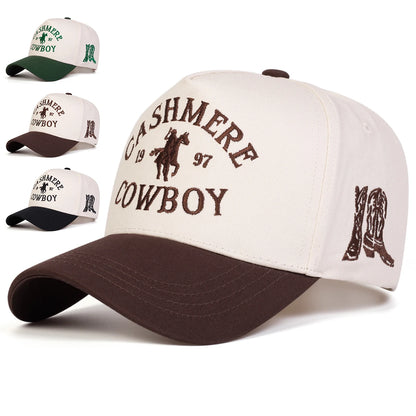 Unisex COWBOY Letter Embroidery Baseball Caps Adjustable Casual Hats Sunscreen Hat Sports Cap