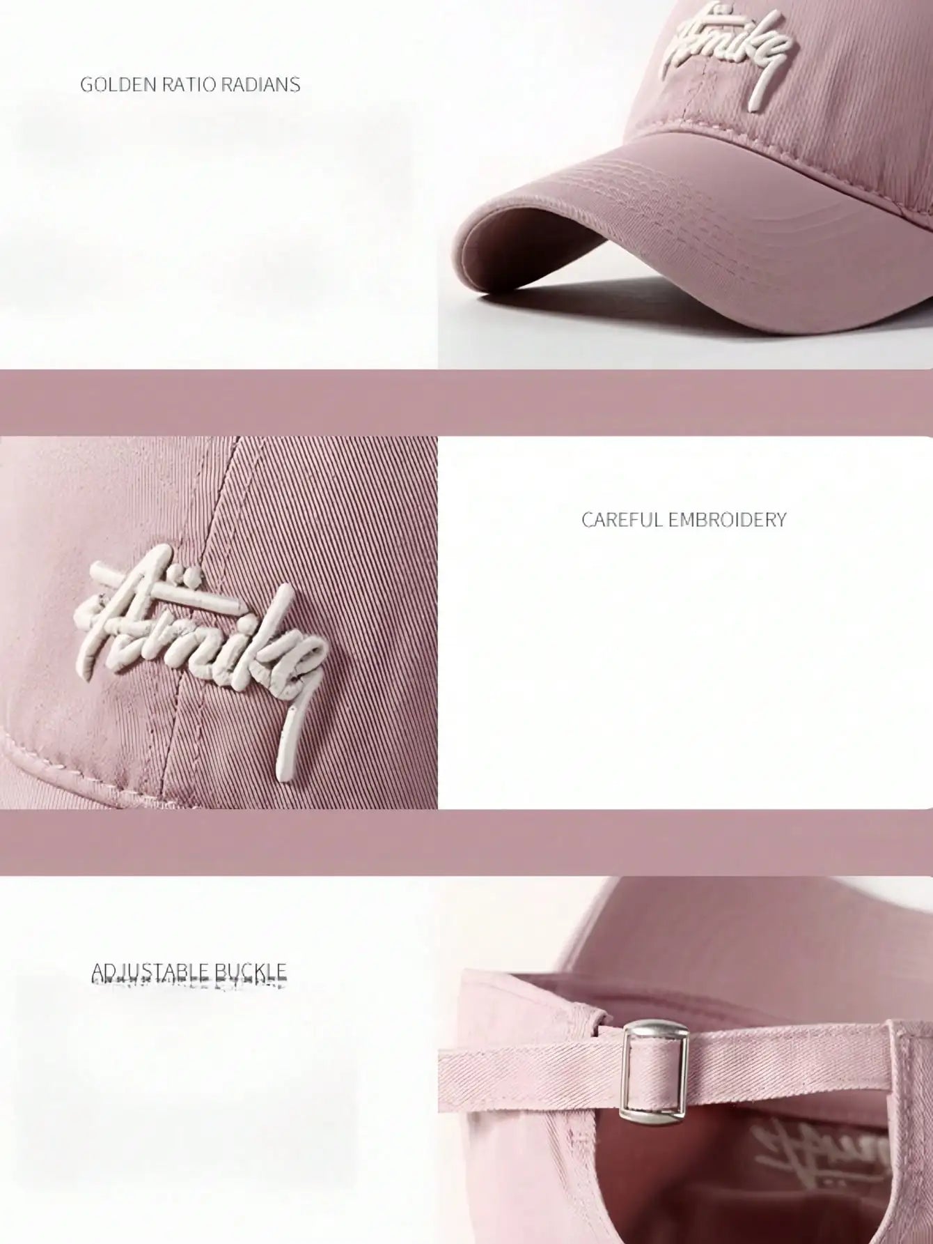 Retro Letter Embroidery Baseball Cap Monochrome Brim Hat Summer and Spring