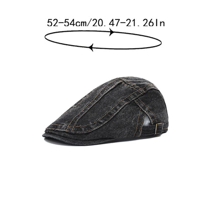 Japanese-Style Denim Newsboy Cap For Men Fashion Retro Hat Versatile Korean-Style Beret