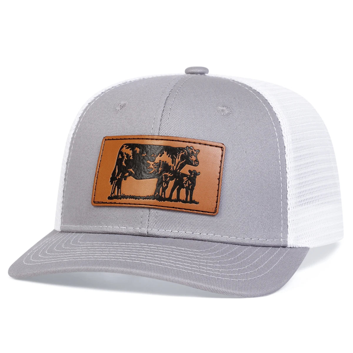 Unisex Brown Cow Leather Label Baseball Net Caps Spring and Summer
