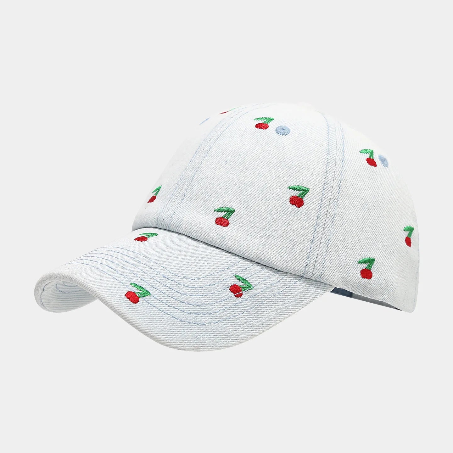 Fruit Women's And Men's Retro Embroidered Cherry Denim Cap Sun Hats