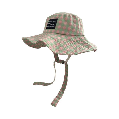 Summer Bucket Hat Breathable Sun Protection Retro Plaid Women