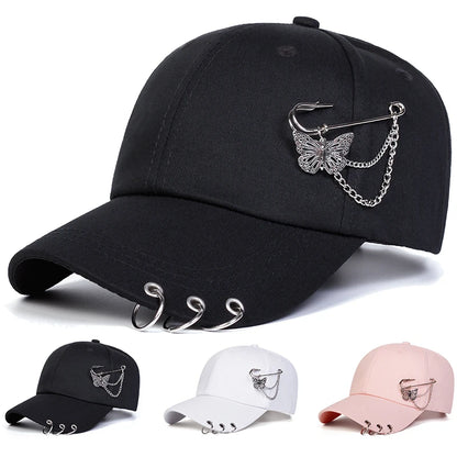 Unisex Butterfly Iron Ring Baseball Caps Spring Autumn