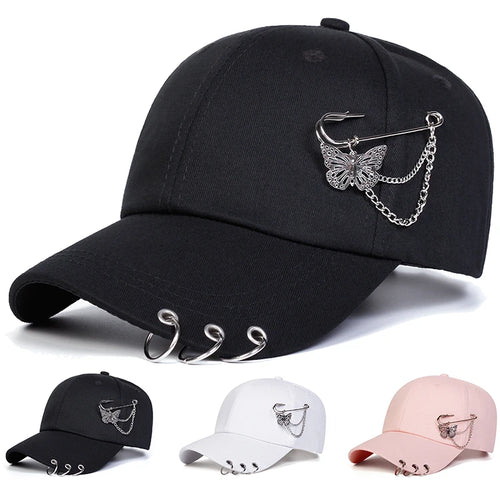 Unisex Butterfly Iron Ring Baseball Caps Spring Autumn