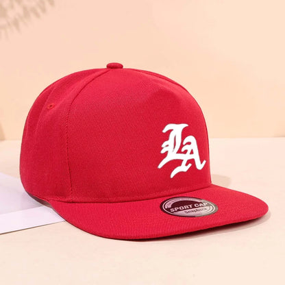 1PC "Edgy LA Emblend Flat Edged Snapback cap, Stylish Streetwear Aesthetic
