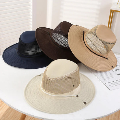 Summer Mesh Breathable Men Bucket Hat Outdoor Fishing Hiking