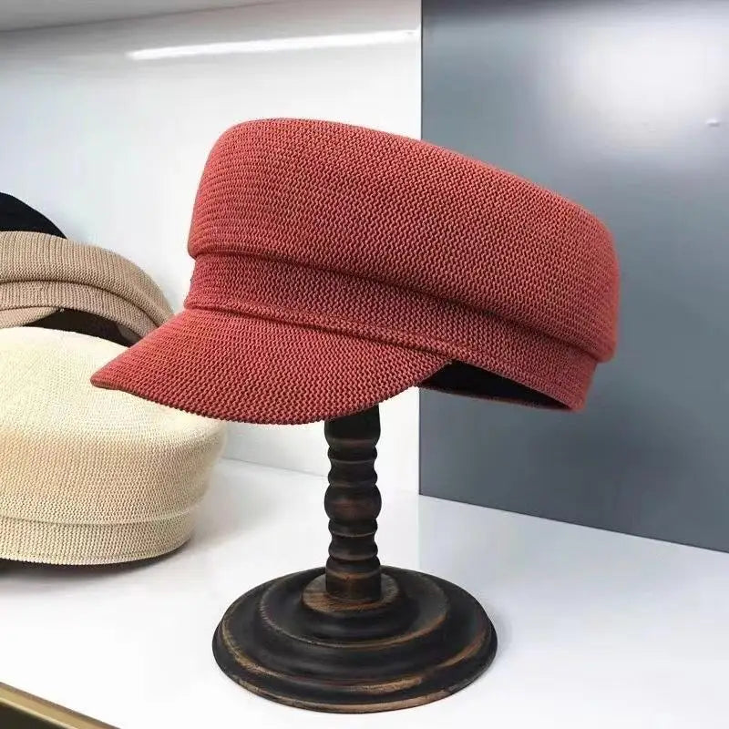 Octagonal Hat Packable Military Newsboy Cap