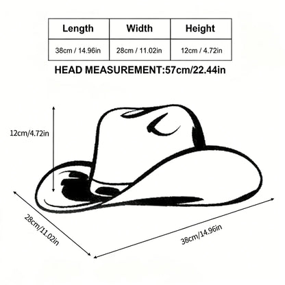 Y2K Leopard Band Straw Cowboy Hat, Retro Western Wide Brim Sun Hat