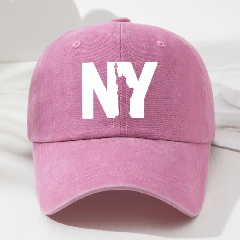 Unisex NY Goddess Print Soft Top Baseball Cap, Adjustable Outdoor Hat