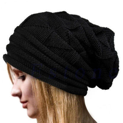Knitted Baggy Beanie Oversized Winter Hat Ski Slouchy Cap For Women Men